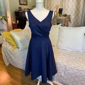 Italian-Made Sandro Ferrone® Sleeveless Navy Fit-and-Flare Dress